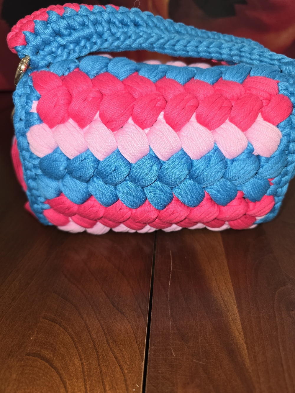 Bright Braided Crochet Crossbody Bag in Turquoise & Pink, Brand New without tags - Picture 7 of 9